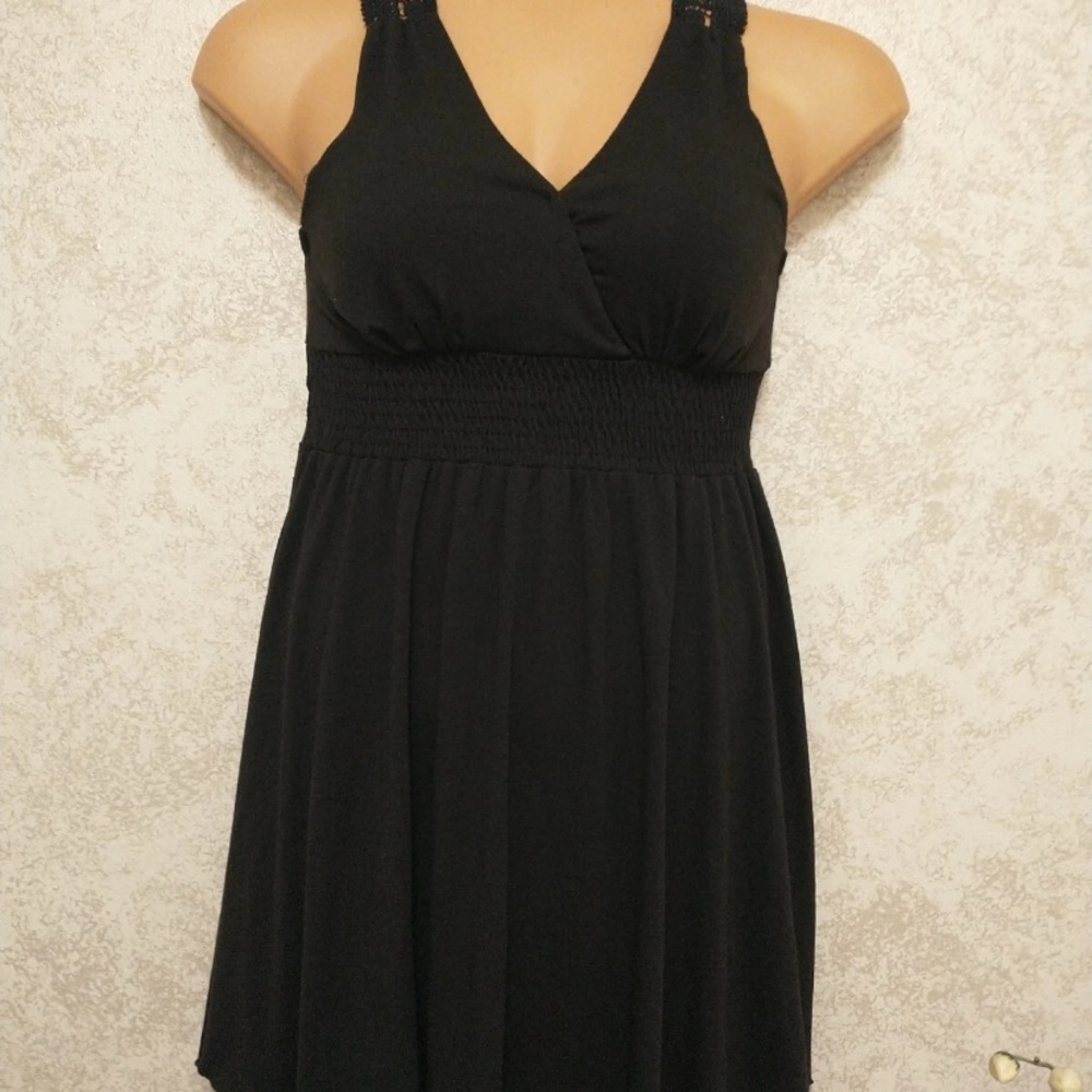 As U Wish Black Sleeveless Crochet Back Dress